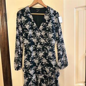 1. State Women's Navy Floral Long Sleeve Dress